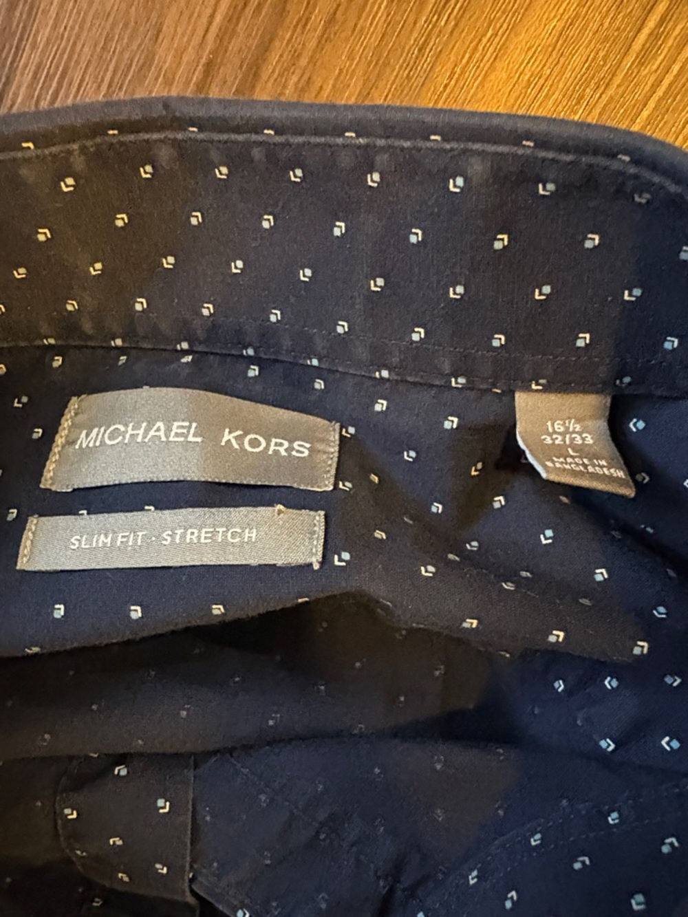 Nautica Navy Blue Microdot Long-Sleeve Dress Shirt - Picture 4 of 4